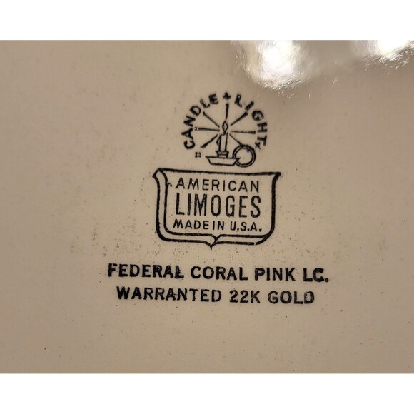 Vintage Limoges Platter Coral Pink Federal 22K Gold Trim…13 3/4” x 11" - Picture 4 of 4